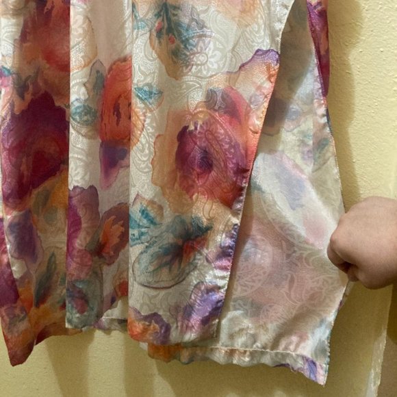 Vintage Mary McFadden Abstract Floral Paisley Maxi Caftan Mumu House Dress L/XL - Picture 3 of 6